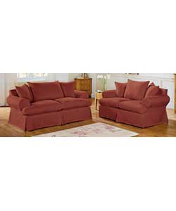 Unbranded Isabelle Large Sofa   Free Regular Sofa - Terracotta