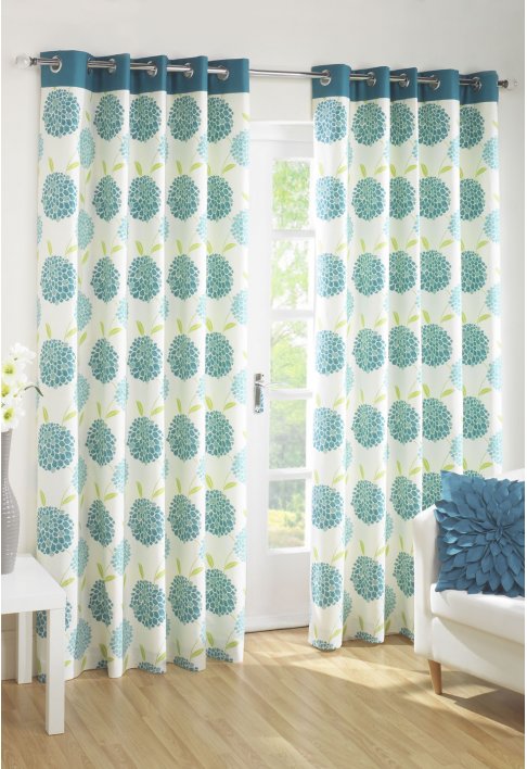 Unbranded Isabelle Teal Lined Eyelet Curtains