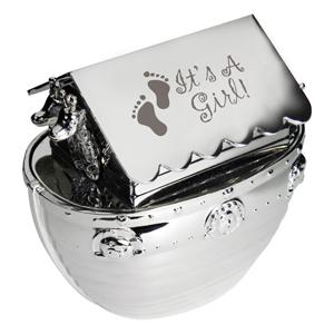 Unbranded Its a Girl Silver Noahs Ark Moneybox