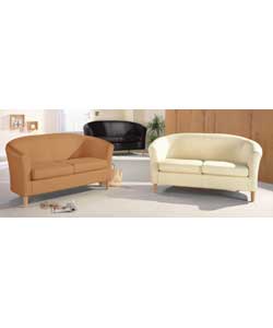 Ivory Leather 2 Seater Tub Sofa