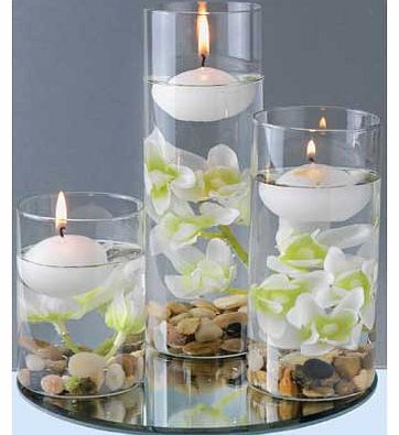 Unbranded Ivory Round Vase Floating Candles - Set of 3