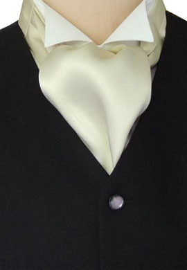 An ivory champagne colour self-tie silk cravat with a smooth satin finish.