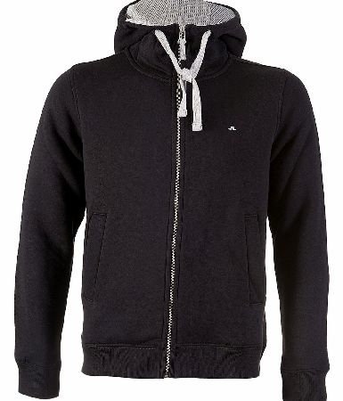 J.Linderberg Dann Soft Hooded Sweat Top Black is a casual soft hoody that features a hood cuffed sleeves and a hemline with contrasting drawstring and a embroidered logo on the chest with a front zip closure and two front slit pockets the inner linin