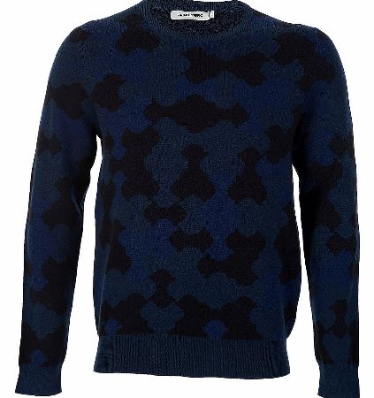 Unbranded J.Linderberg Kane Camo Knit Cable Jumper Navy