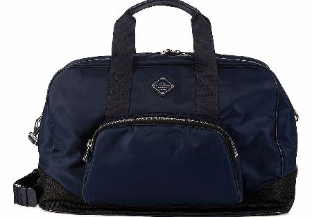 J.Linderberg Weekend True Nylon Bag Navy is a lightweight nylon weekend bag that is great for every day or a short getaway with double top handles zip closure reinforced bottom front pocket interior zip pocket mobile phone holder and a practical deta