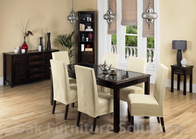 Unbranded Jafar 6 Seater Dining Table and 6 Cream Dining