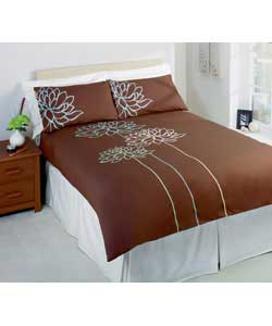 Jasmine Double Duvet Cover Set - Chocolate