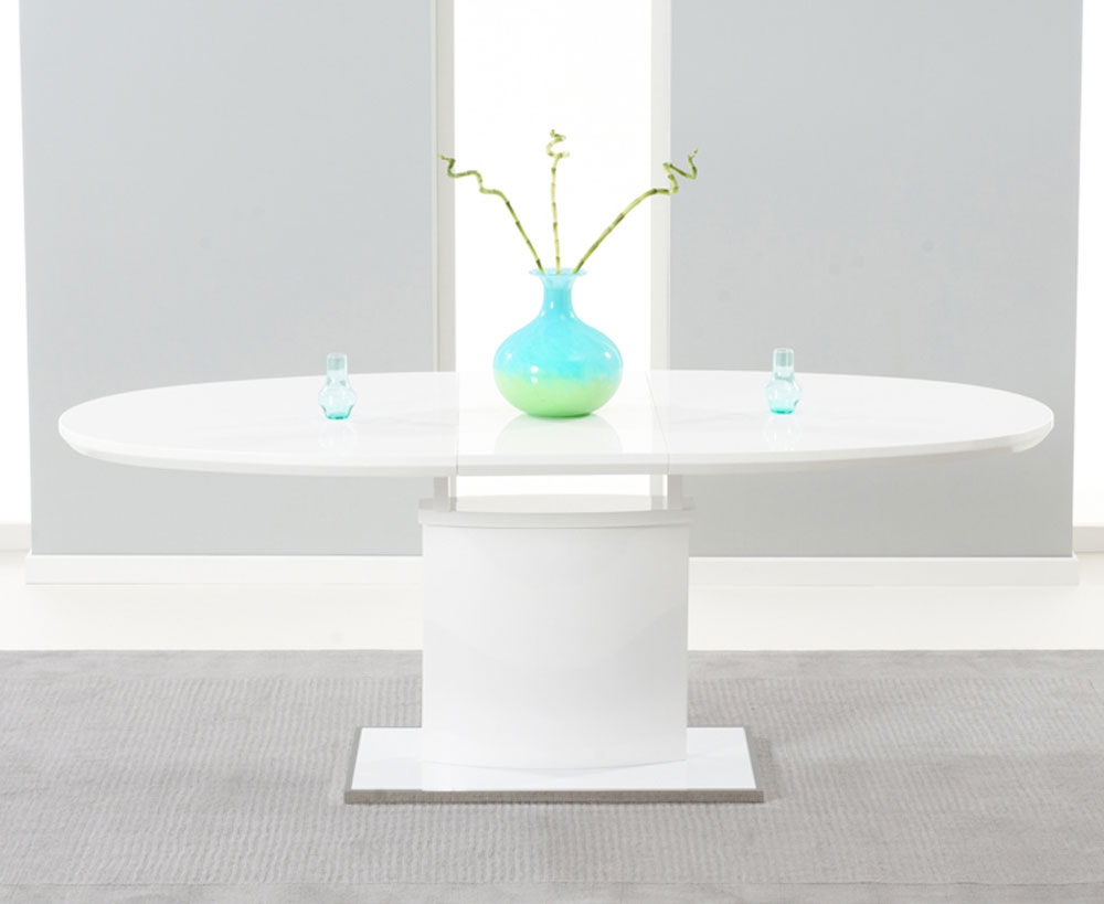 Unbranded Jasna White Gloss Oval Extending Dining Table -