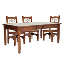 Java dark wood dining table and chair set