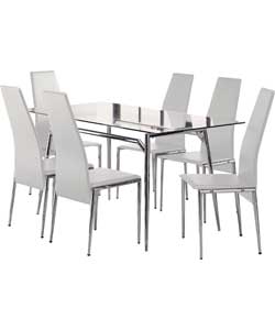 Unbranded Javelin 150cm Clear Glass Dining Table with 6