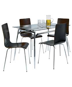 Unbranded Javelin Clear Dining Table and 4 Walnut Bentwood