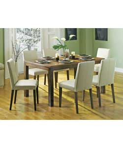 Unbranded Javia Walnut Table and 6 Cream Walnut Chairs