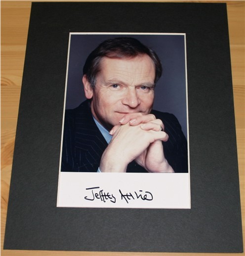 Signed in black pen by the former Tory Chairman  novellist and disgraced public figure Jeffrey