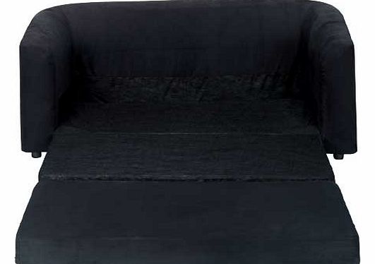 The Jess sofa bed is a scatter back design. featuring a fold out foam double bed and soft. black suede-effect cover fabric. Part of the Jess collection Foam fold out Fold out bed mechanism. Small double. Polyester upholstery. Polyester. Plastic feet.