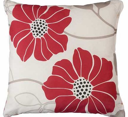 Make a bold statement with the red and cream floral design of this cushion. The botanical blooms with winding leaves will coordinate with a neutral dandeacute;cor to add some style and character to your room. Fully sewn and stuffed cushion. Cover 100