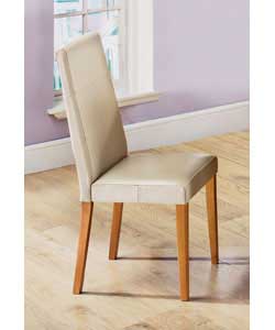 Jessica Pair Real Cream Leather Dining Chairs