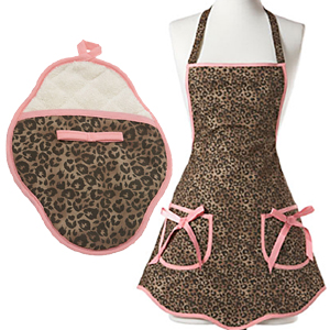 Unbranded Jessie Steele Apron or Oven Mitt - Pink Leopard