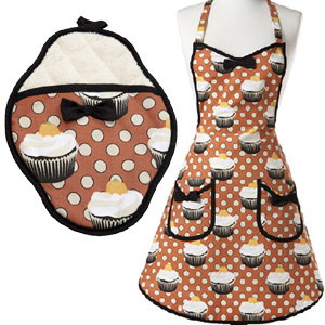Unbranded Jessie Steele Apron or Oven Mitt - Pumpkin Cupcake