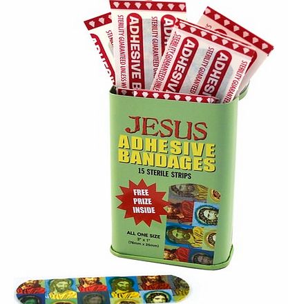 Jesus Plasters Who better to watch over your wounds than Jesus Christ himself?! When youandrsquo;ve got a scratch that needs a miraculous cure, then heandrsquo;s the guy for the job. These Jesus Adhesive Bandages are an excellent stocking present, or