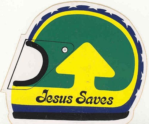 Jesus Saves Helmet Sticker (9cm x 9cm)
