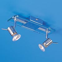 Jett Glass 2 Light Bar Halogen Spotlight Brushed Chrome Finish