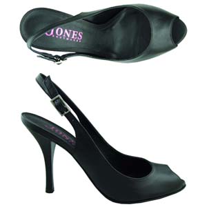 A sophisticated sling-back from Jones Bootmaker. Features peep-toe, stiletto heel and adjustable ank