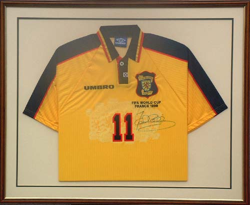 Unbranded John Collins signed and framed match worn World Cup 1998 shirt