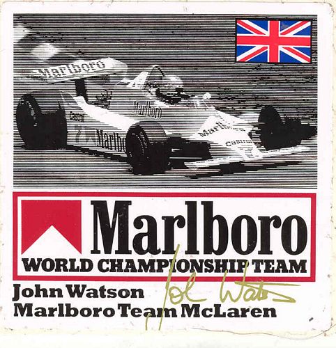 John Watson McLaren F1 Marlboro Championship Sticker (13cm x 6cm)