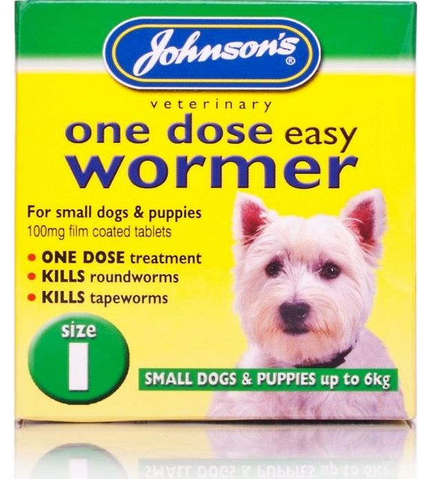 Johnsons One Dose Easy Wormer For Dogs is specifically designed to kill roundworms and tapeworms in puppies older then 6 weeks and adult dogs weighing up to 6kgs. Simply follow the instructions and your dog will be return to full health in no time at