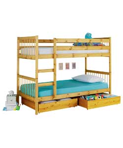 Unbranded Jorden Antique Bunk Beds with Drawers and Sprung Matt
