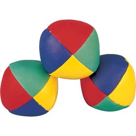 Three multi-coloured juggling balls (5cm in diameter) with a booklet of basic instructions to get