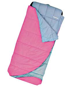 Sleeping bag and air bed in one.Removable machine washable cover. PVC inflatable mattress with I-bea