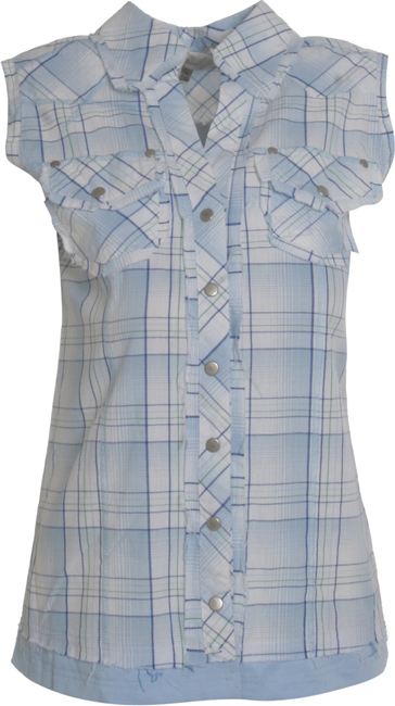 KassidySleevless check shirt jersey trim Main 100 cotton trim 94 polyester 6 elastine