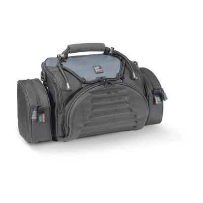 Thecamera shoulderbag, EXO-12, accommodates a variety of HDV/DV camcorders. A back service door open