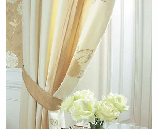Save 50% off previous prices! A classic combination of floral and pintucked appliqué with sequin detail. Curtains which fit windows up to 228 cm (7ft 6 ins) wide. Available in two lengths and sold in pairs. Light stop lined Dry clean Face: 50% Cotto