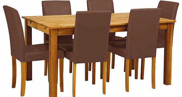 Unbranded Keaton Oak Extendable Table with 6 Real Leather
