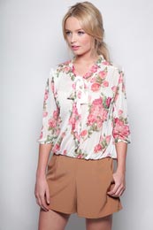 Unbranded Kelly Rose Print Pussy Bow Blouse