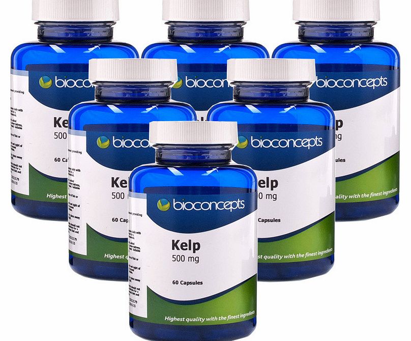 Kelp 500mg Capsules (6x60) 360s is packed full of natural Kelp extracts which provide your body with essential iodine and calcium. What is Kelp? Kelp is a term used to describe a whole family of mid-sized seaweed species. It grows in underwater fores