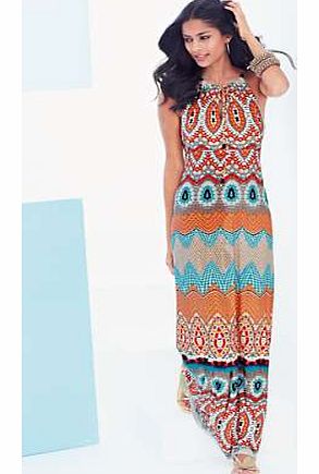 Unbranded Keyhole Neck Print Maxi Dress