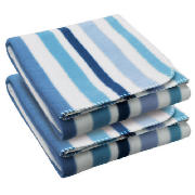 Unbranded Kids Fleece Blanket Twinpack, Blue Stripe