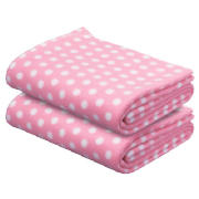Unbranded Kids Fleece Blanket Twinpack, Pink Polka Dot