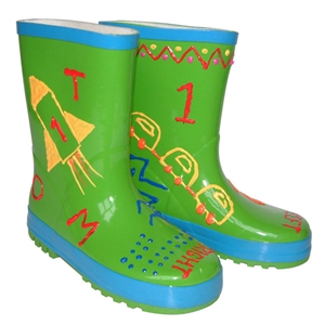 Unbranded Kids Paint Your Own Green Funky Wellies