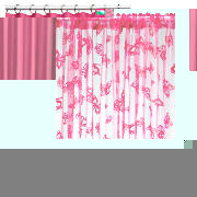 Kids Pink Curtains & Flocked Butterfly Voile Set