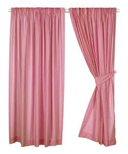 Kids Plain Dyed Pair of 66 x 72in Unlined Curtains - Pink