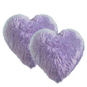 Unbranded Kids Shaped Cushion Twinpack, Faux Fur Lilac