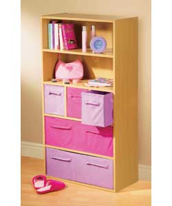 Kids Storage Bookcase with Canvas Drawers