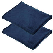 Unbranded Kids Supersoft Throw Twinpack, Navy