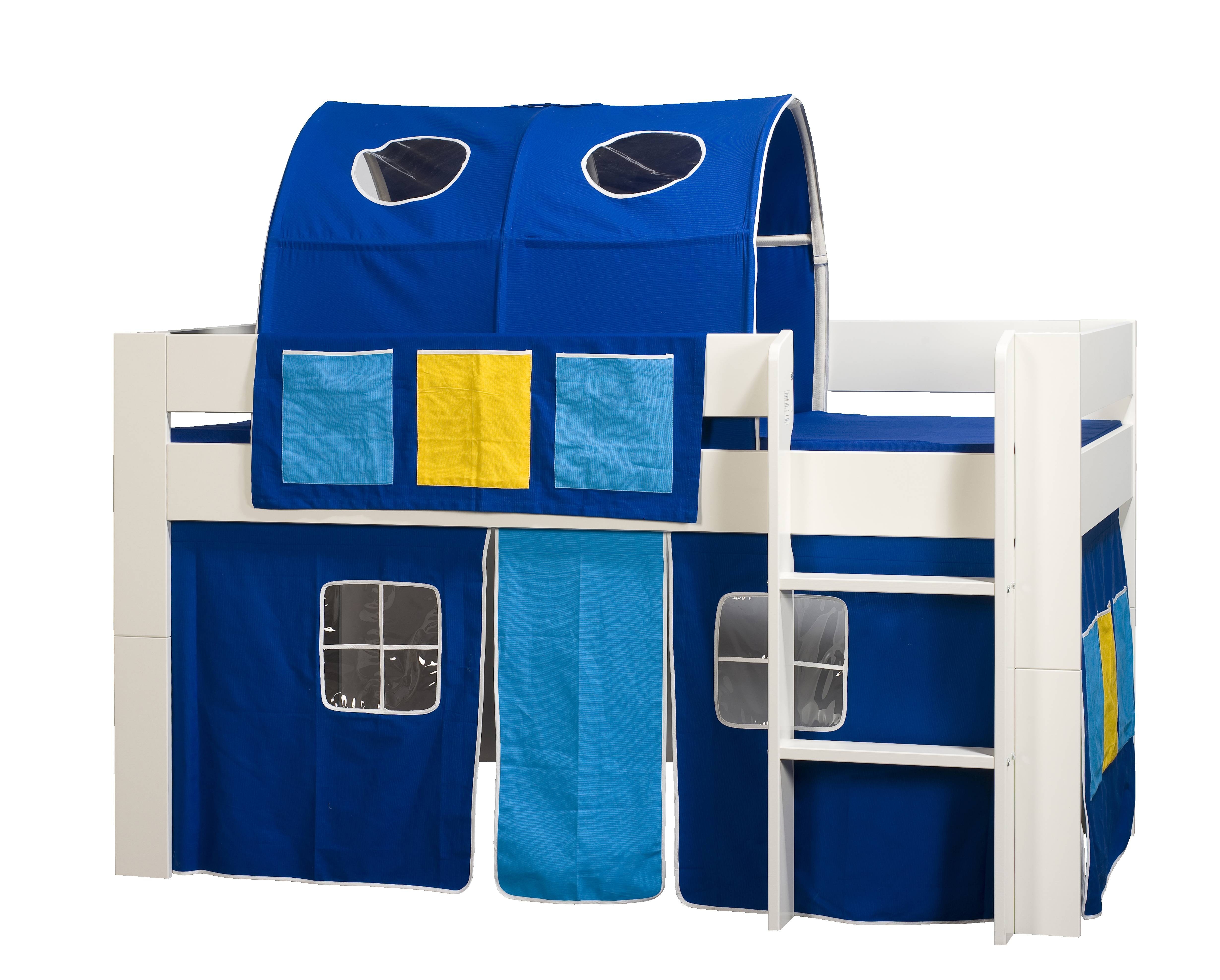 Unbranded Kids World White Mid Sleeper Bed with plain blue