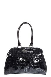 Unbranded Kimora Large Patent Croc Effect Shoulder Bag