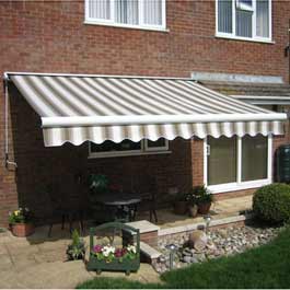Unbranded Kingdom Teak Awning With Valance Beige Stripe